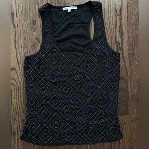 Search for Sanity Black Racerback Tank with Beaded Pattern